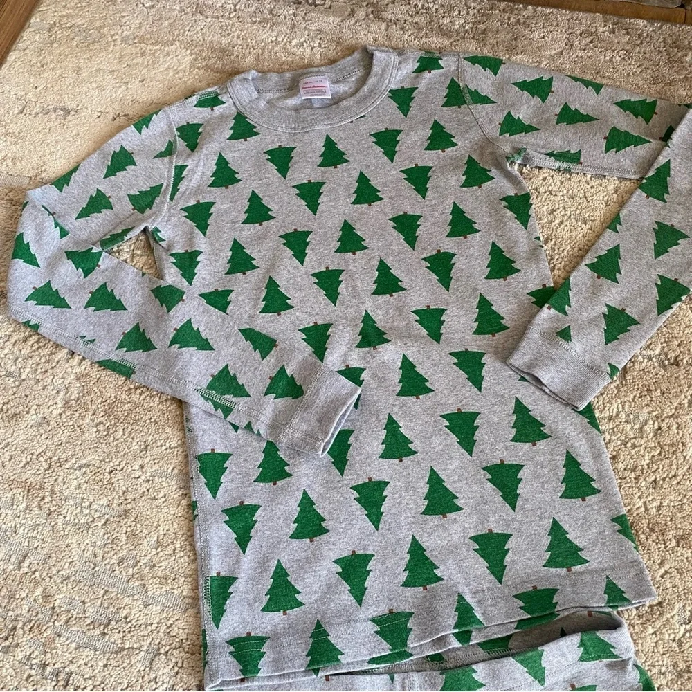 Hanna Andersson Long John Pajama Set Pine Trees Print Long Sleeve Organic Cotton